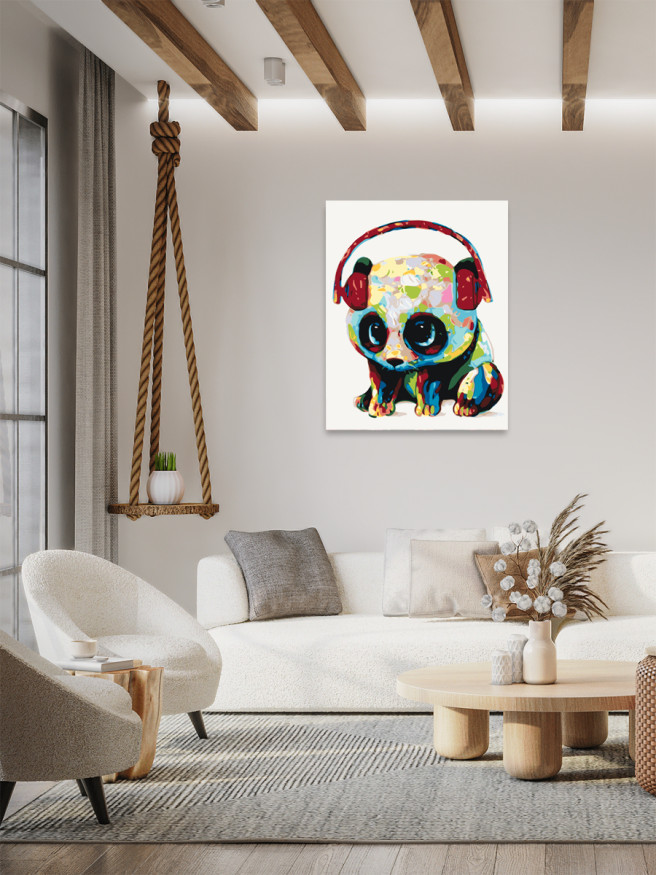 Картина по номерам &amp;quot;Панда в наушниках&amp;quot;