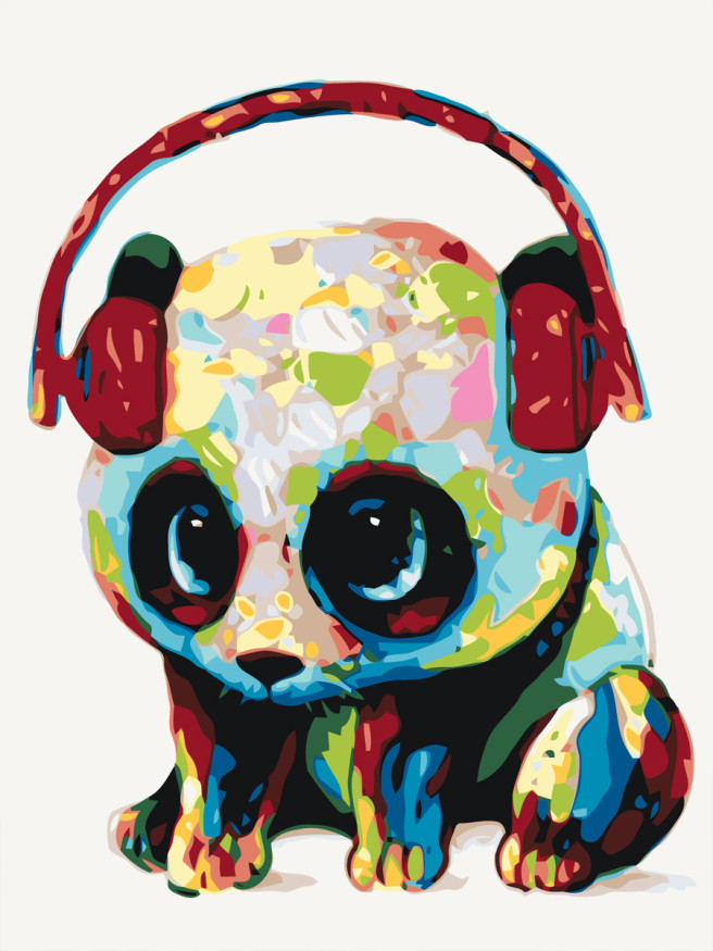 Картина по номерам &amp;quot;Панда в наушниках&amp;quot;