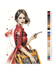 Картина по номерам "Художница в красном"