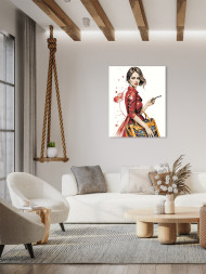 Картина по номерам "Художница в красном"