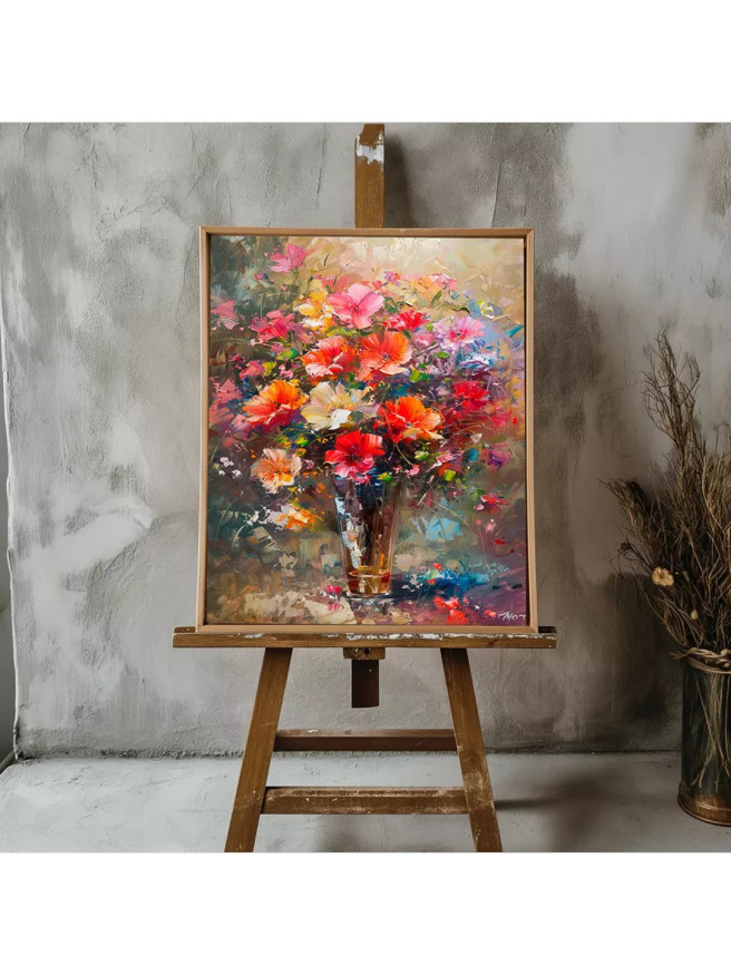 Постер на холсте &amp;quot;Яркий букет в вазе&amp;quot;
