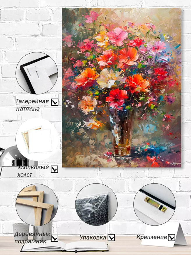 Постер на холсте &amp;quot;Яркий букет в вазе&amp;quot;