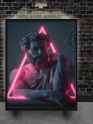 Holstga bosilgan poster "Neonda antik qahramon"