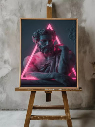 Holstga bosilgan poster "Neonda antik qahramon"