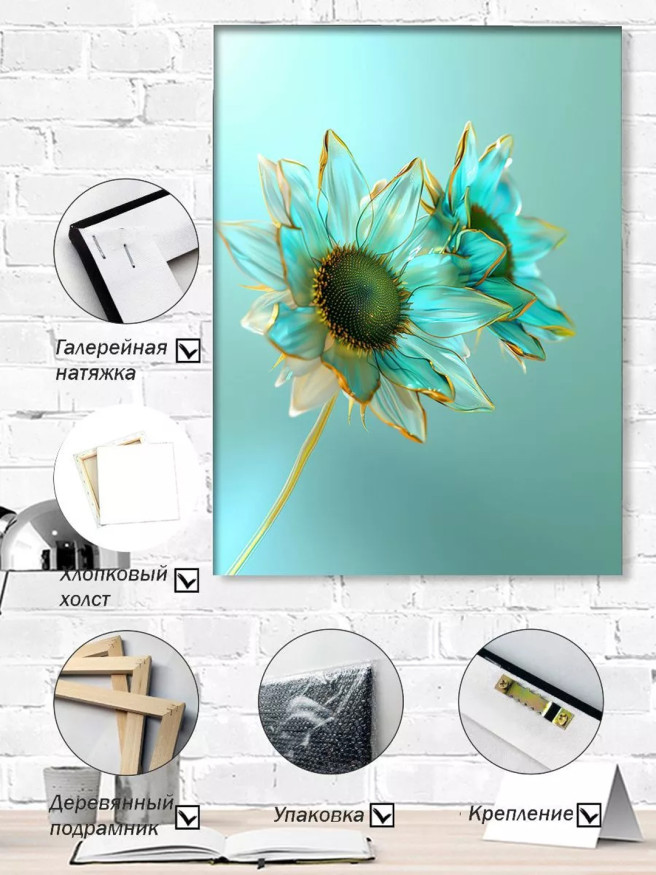 Holstga bosilgan poster &amp;quot;Biryoza kungaboqar gullari&amp;quot;