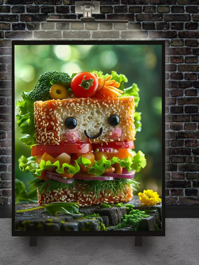 Holstga bosilgan poster &amp;quot;Quvnoq sabzavotli sendvich&amp;quot;