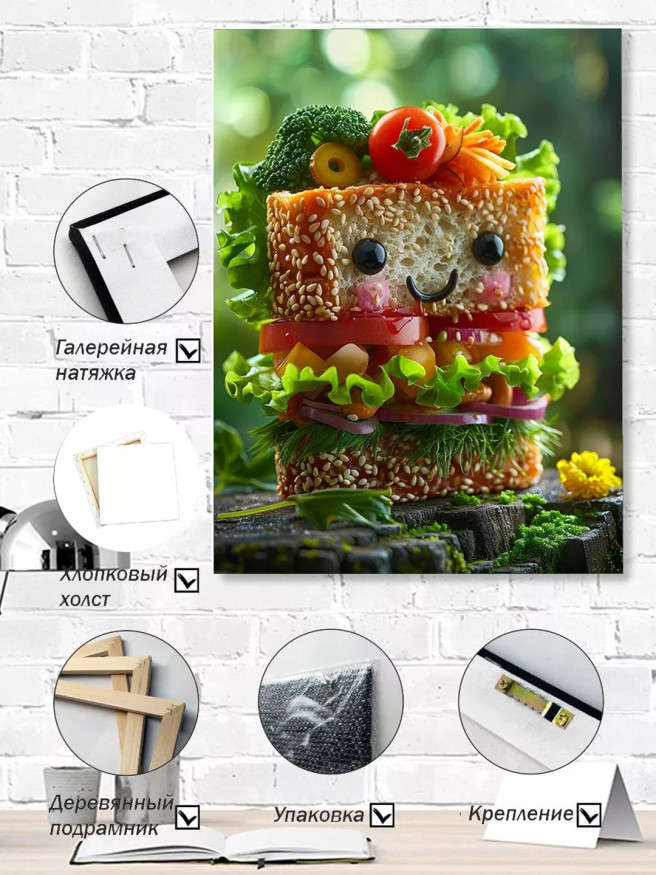 Holstga bosilgan poster &amp;quot;Quvnoq sabzavotli sendvich&amp;quot;