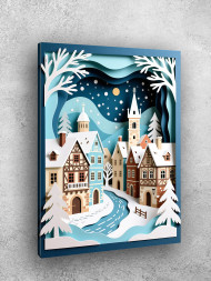 Holstga bosilgan poster "Qishloqdagi eski shahar"