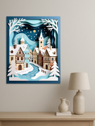 Holstga bosilgan poster "Qishloqdagi eski shahar"