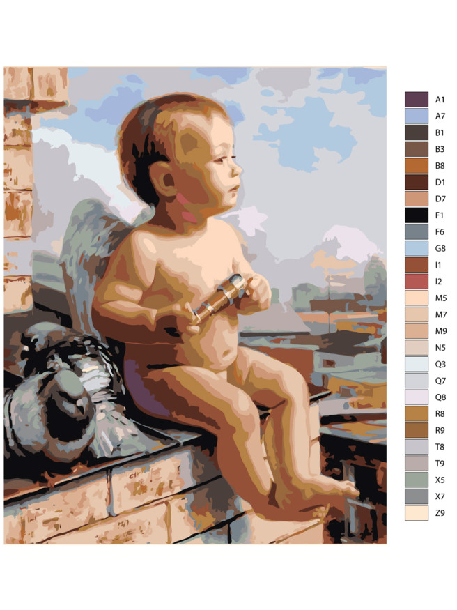 Картина по номерам &amp;quot;Купидон на крыше&amp;quot;