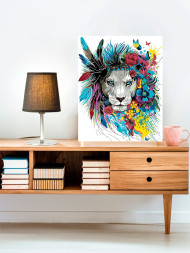 Raqamlar bo'yicha rasm "Gullar bilan sher"