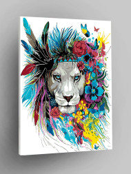 Raqamlar bo'yicha rasm "Gullar bilan sher"