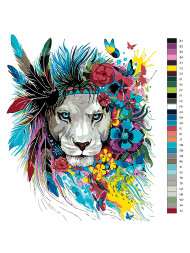 Raqamlar bo'yicha rasm "Gullar bilan sher"