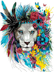 Raqamlar bo'yicha rasm "Gullar bilan sher"