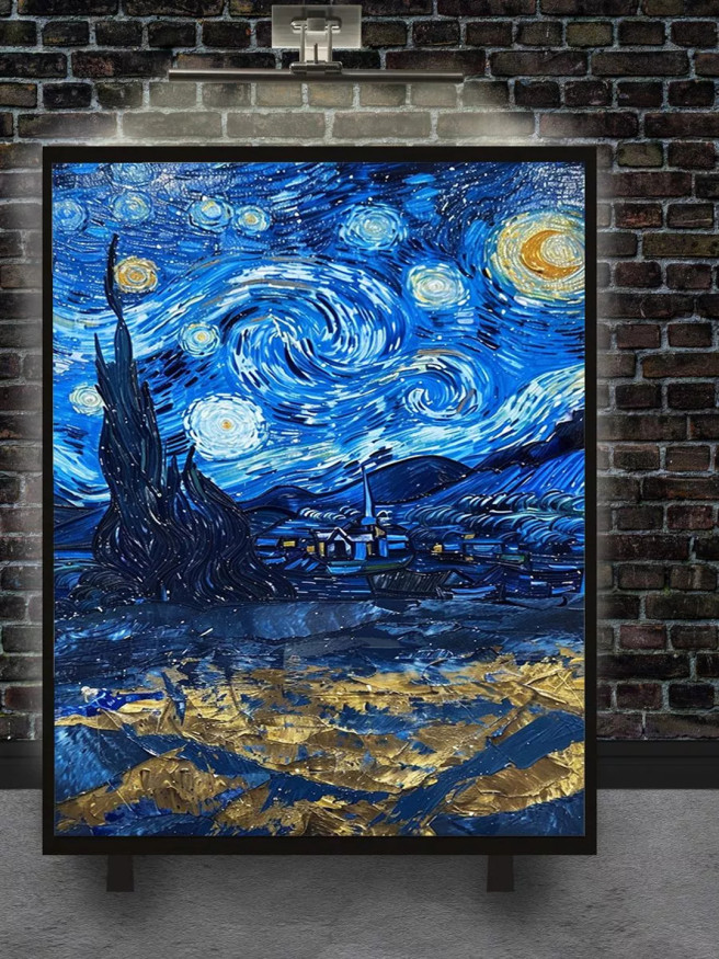 Holstga bosilgan poster &amp;quot;Oltin yulduzli tun&amp;quot;