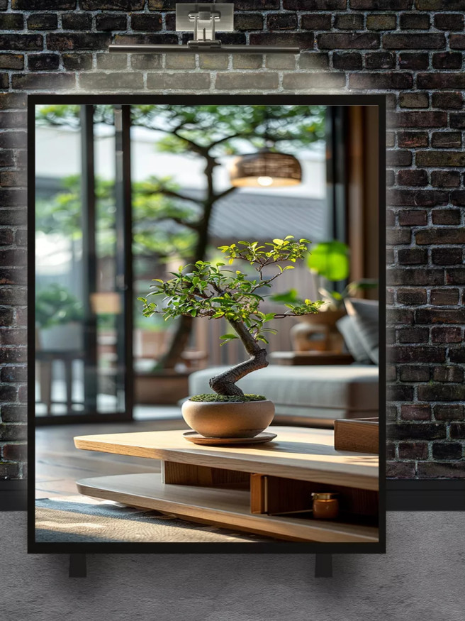 Holstga bosilgan poster &amp;quot;Tonggi yorug‘likdagi bonsay&amp;quot;