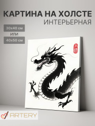 Holstga bosilgan poster &quot;Xitoy uslubidagi qora ajdaho&quot;