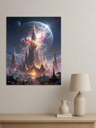 Постер на холсте &amp;quot;Фантастический космический город&amp;quot;