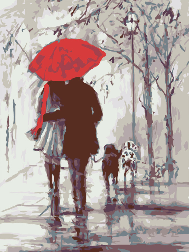 Картина по номерам &amp;quot;Прогулка с собаками&amp;quot;