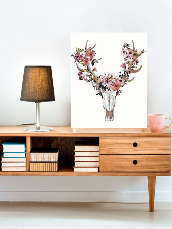 Картина по номерам &amp;quot;Рога с цветами&amp;quot;