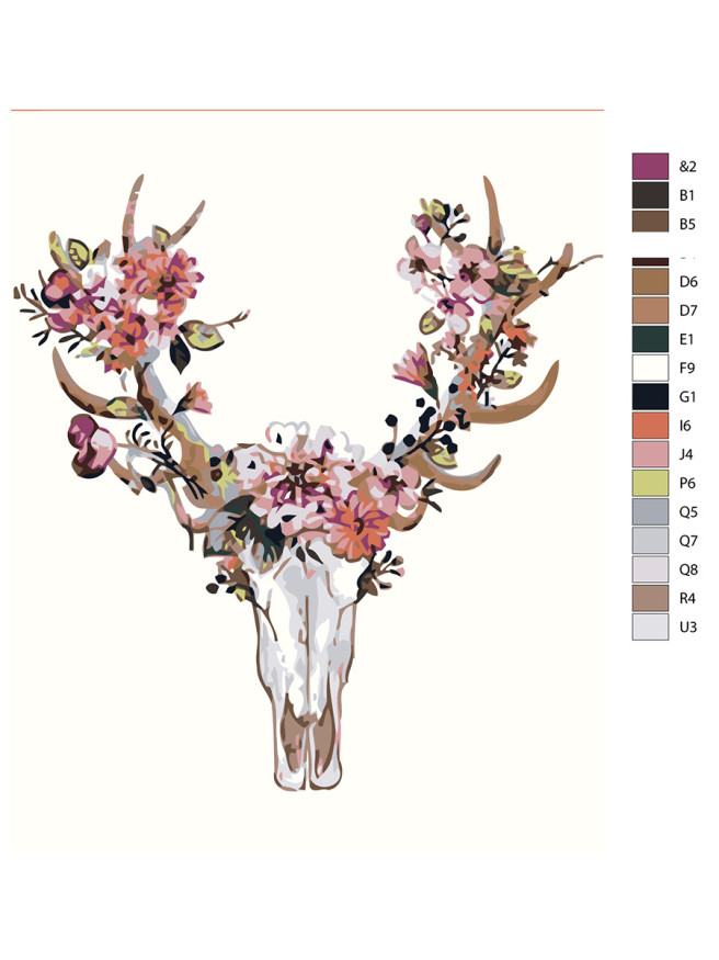 Картина по номерам &amp;quot;Рога с цветами&amp;quot;