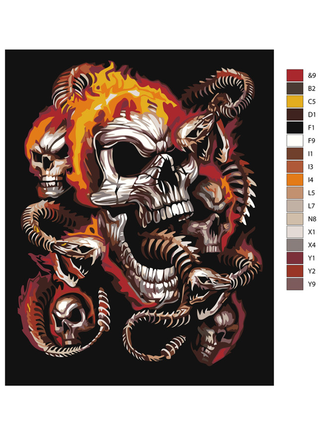 Raqamlar bo&amp;#039;yicha rasm &amp;quot;Bosh suyagi yonmoqda&amp;quot;