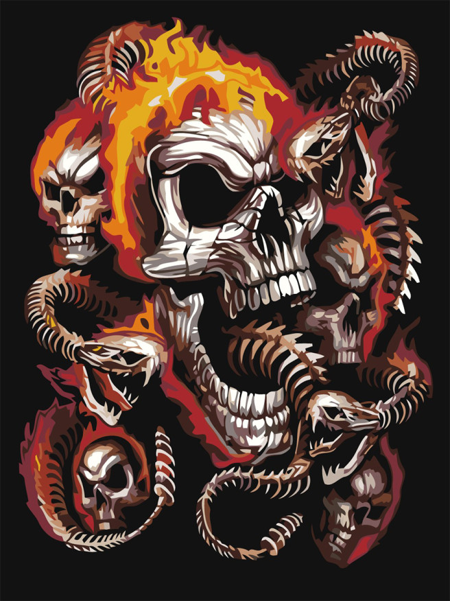 Raqamlar bo&amp;#039;yicha rasm &amp;quot;Bosh suyagi yonmoqda&amp;quot;