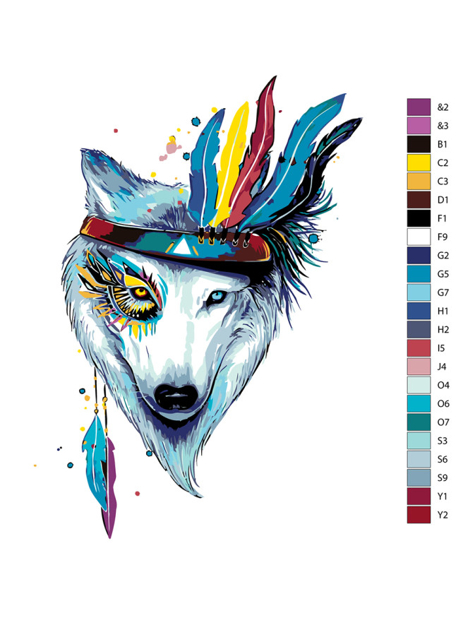 Картина по номерам &amp;quot;Волк с перьями&amp;quot;