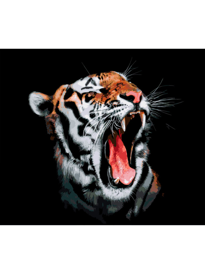 Картина по номерам &amp;quot;Рычащий тигр&amp;quot;