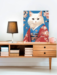 Raqamlar bo&#039;yicha rasm &quot;Kimono kiygan oq mushuk&quot;