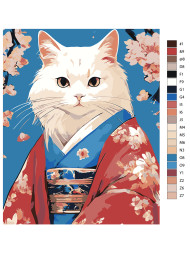 Raqamlar bo&#039;yicha rasm &quot;Kimono kiygan oq mushuk&quot;