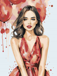 Картина по номерам "Красивая девушка с шаром"