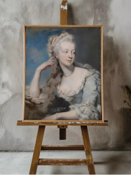 Holstga bosilgan poster &quot;Ko‘k libosdagi aristokrat ayol&quot;