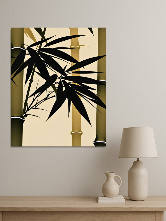 Holstga bosilgan poster &amp;quot;Bambuk tanalari va barglari&amp;quot;