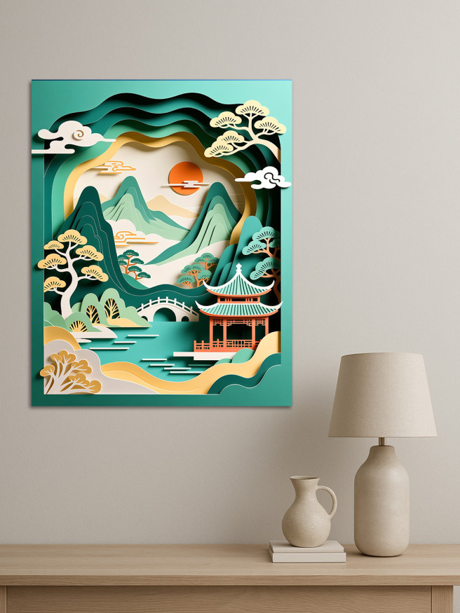 Holstga bosilgan poster &amp;quot;Daryo bo‘yidagi sharq manzarasi&amp;quot;