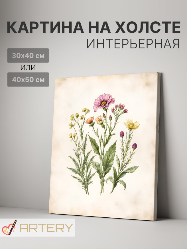 Постер на холсте &amp;quot;Ботанический букет полевых цветов&amp;quot;