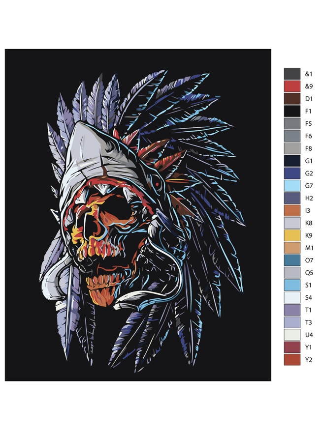 Картина по номерам &amp;quot;Череп с перьями&amp;quot;