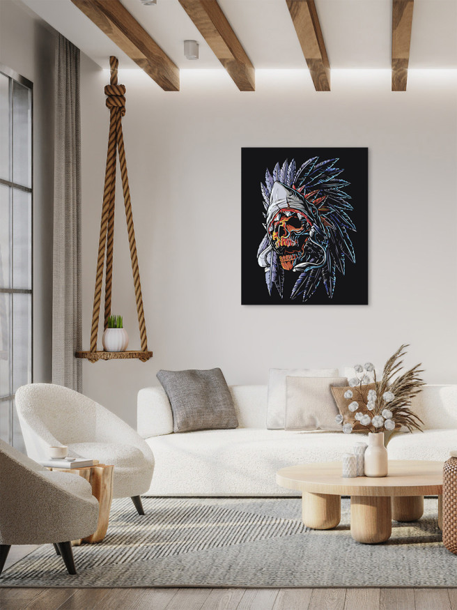 Картина по номерам &amp;quot;Череп с перьями&amp;quot;