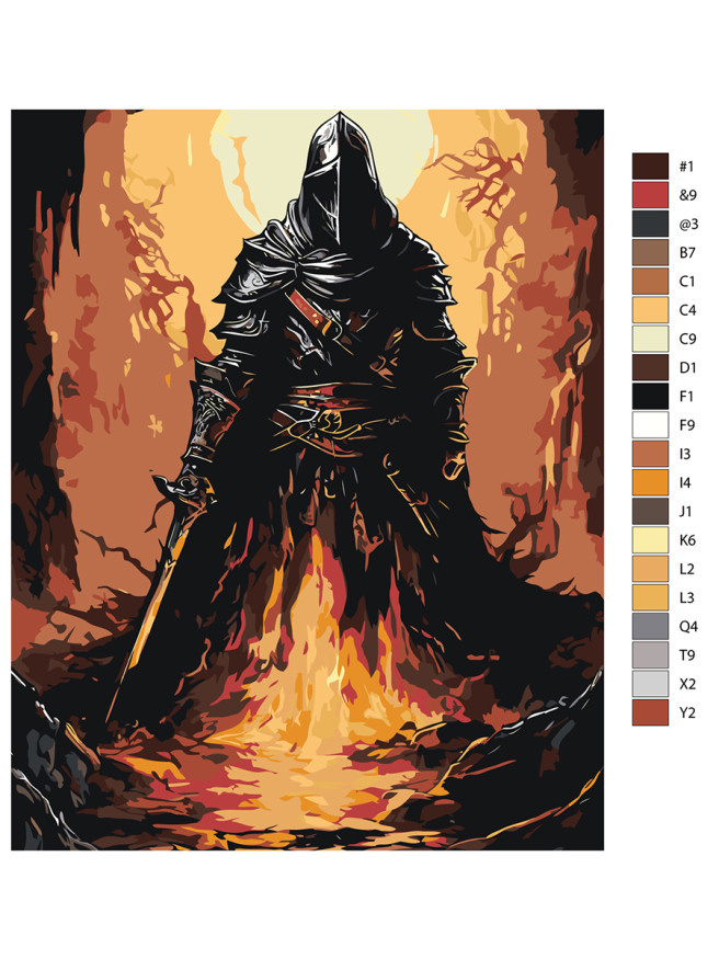 Картина по номерам &amp;quot;Воин на костре&amp;quot;