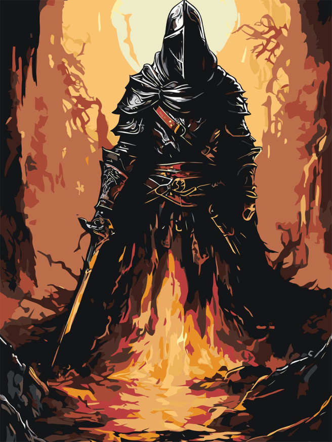 Картина по номерам &amp;quot;Воин на костре&amp;quot;