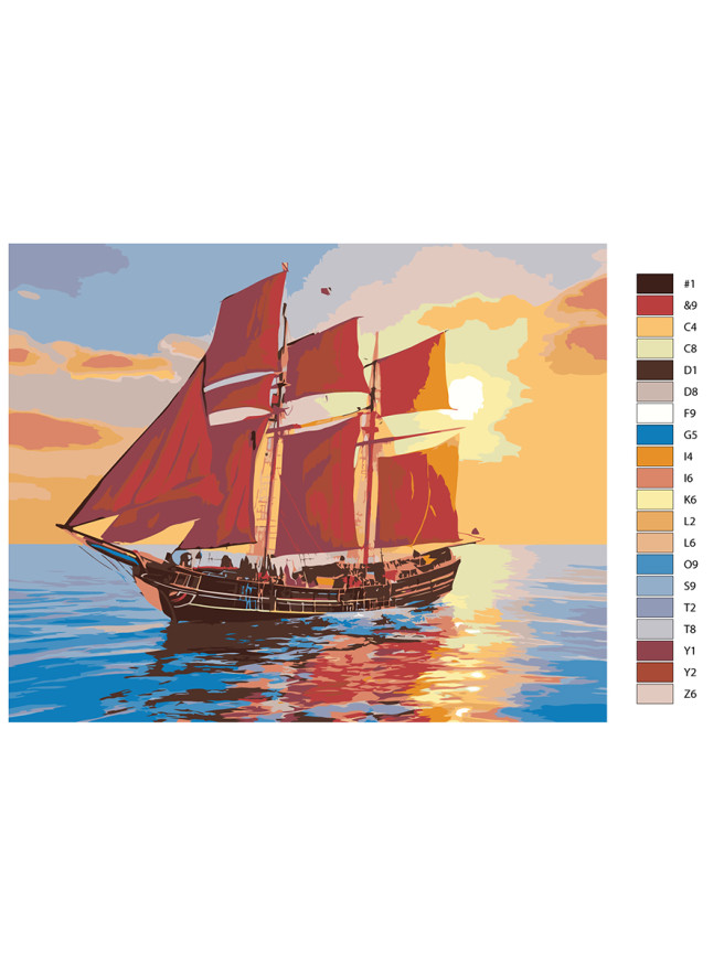 Картина по номерам &amp;quot;Корабль с красными парусами&amp;quot;