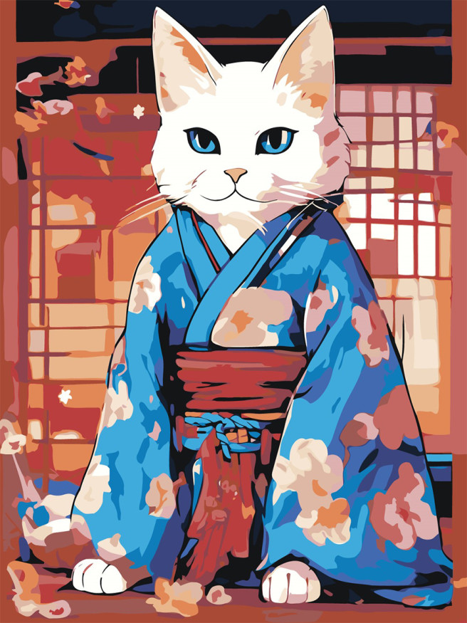 Картина по номерам &amp;quot;Голубоглазый кот в кимоно&amp;quot;