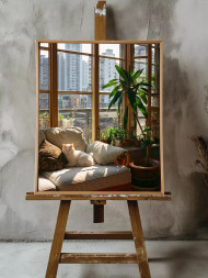 Holstga bosilgan poster &quot;Quyoshli tongdagi osoyishta qulaylik&quot;