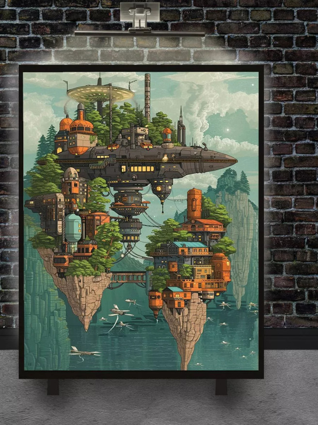 Постер на холсте &amp;quot;Город на парящих скалах&amp;quot;