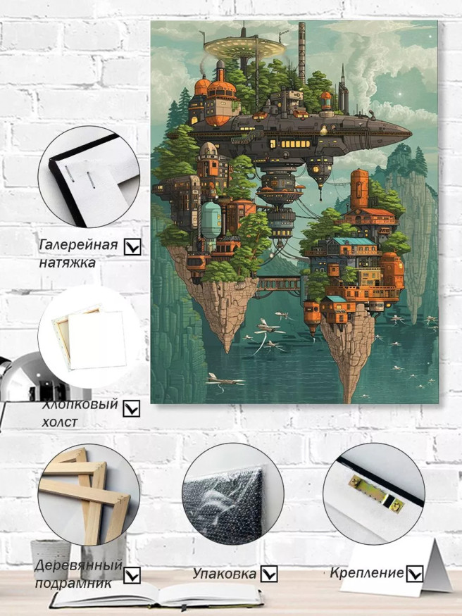 Постер на холсте &amp;quot;Город на парящих скалах&amp;quot;
