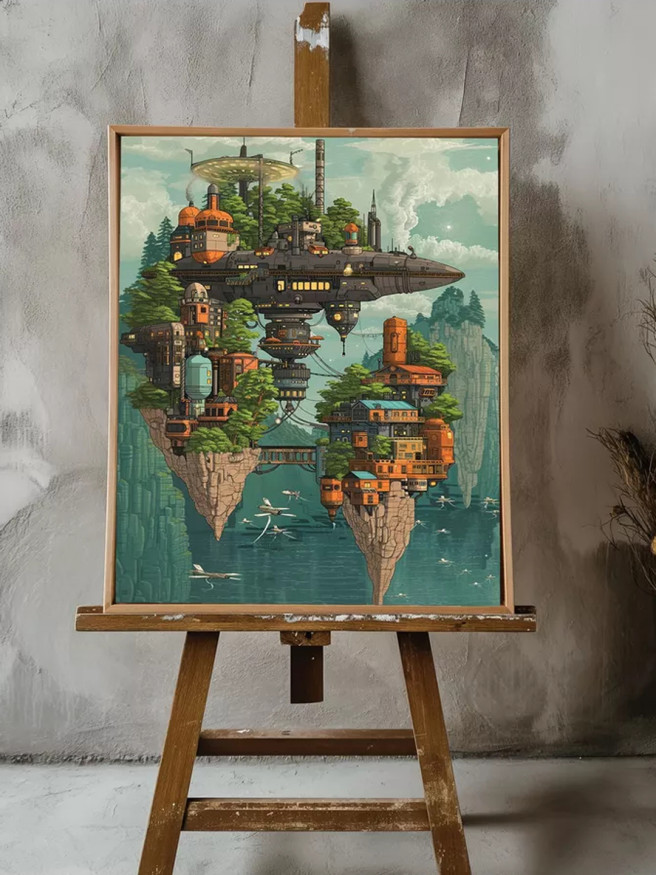 Постер на холсте &amp;quot;Город на парящих скалах&amp;quot;