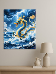 Holstga bosilgan poster "Momaqaldiroqda dengiz ajdahosi"