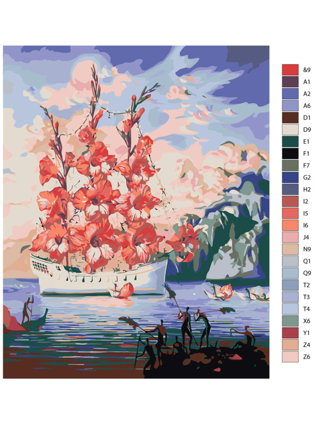 Картина по номерам &amp;quot;Цветочный корабль&amp;quot;