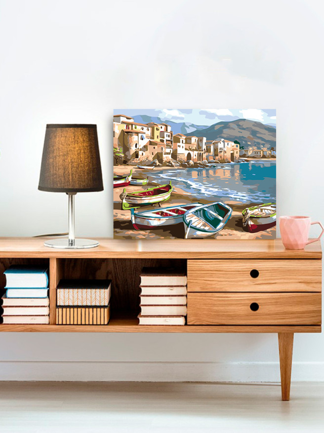 Raqamlar bo&amp;#039;yicha rasm &amp;quot;Sohilda bo&amp;#039;sh qayiqlar&amp;quot;