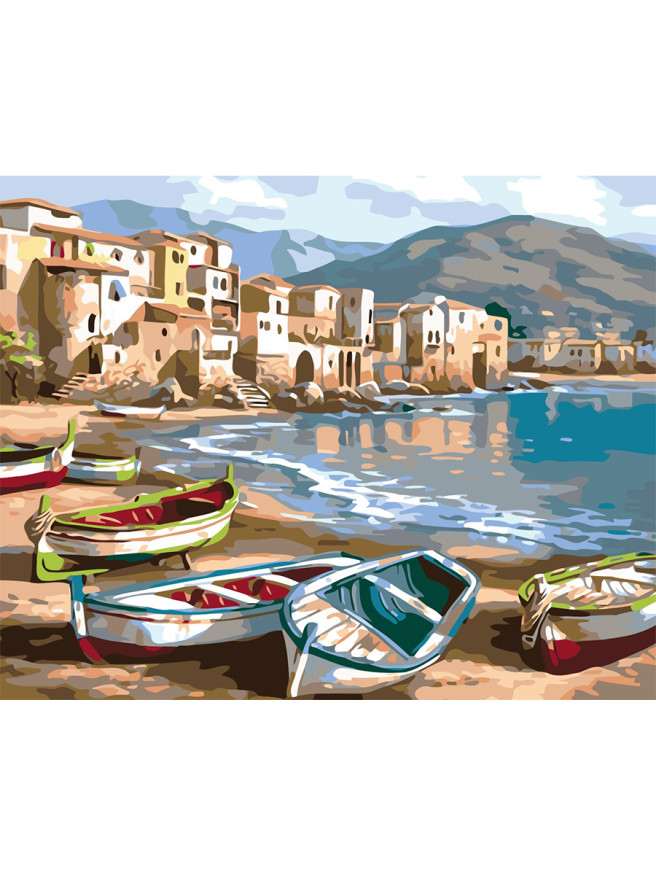 Raqamlar bo&amp;#039;yicha rasm &amp;quot;Sohilda bo&amp;#039;sh qayiqlar&amp;quot;